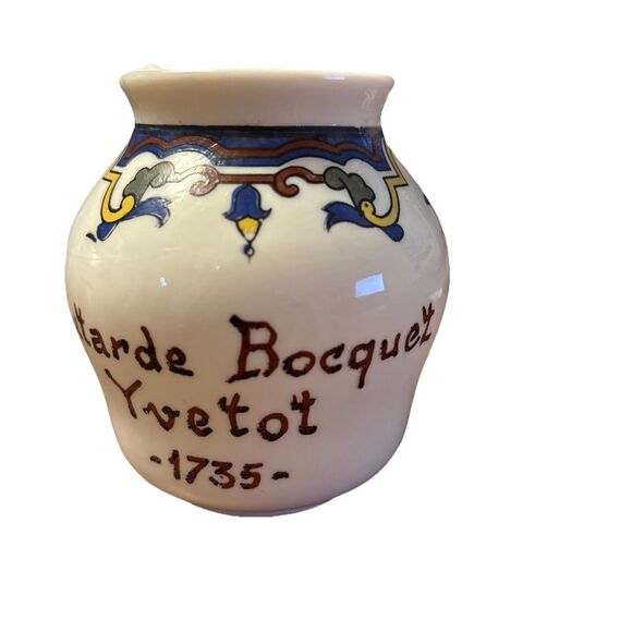 Vintage Moutarde Bocquet Yvetot 1735 French Mustard Jar Pot Lid And Utensil - Picture 3 of 8